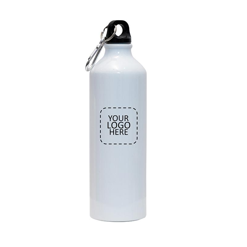 White Aluminium Water Bottle With Cabiner Glossy Matt